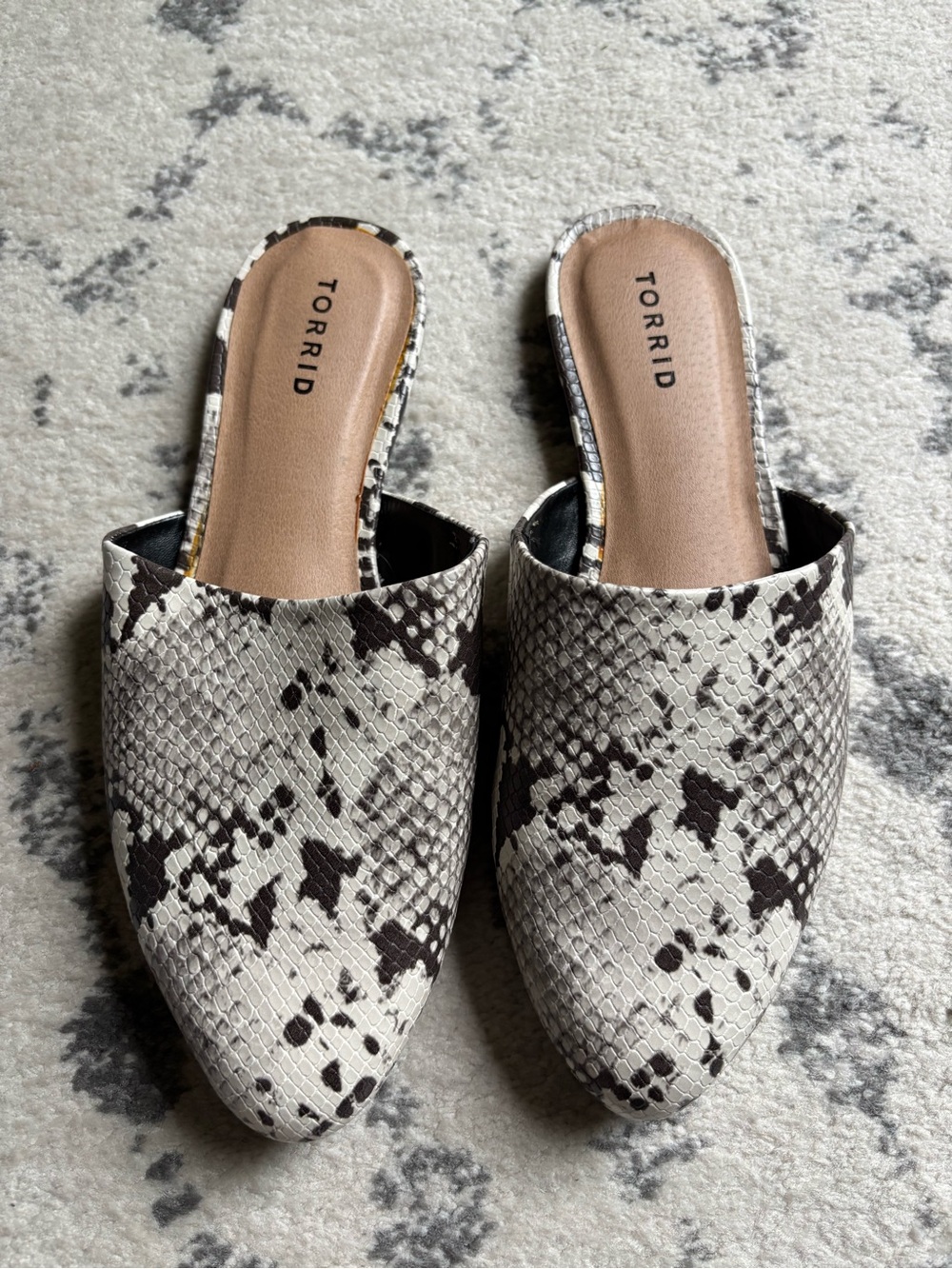 Torrid Taupe Snake-Print Slip-On Mules